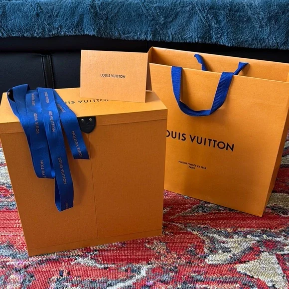 Unique LV Chest Magnetic Box with Blue Ribbon, Shopping Bag and Certific… - Picture 8 of 12